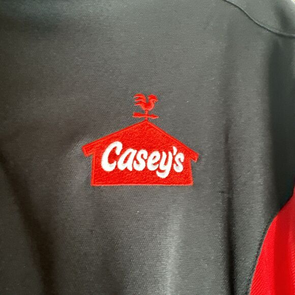 Caseys Shirt Mens Size Large Black Red Short Sleeve Polo Employee Uniform - Picture 3 of 9
